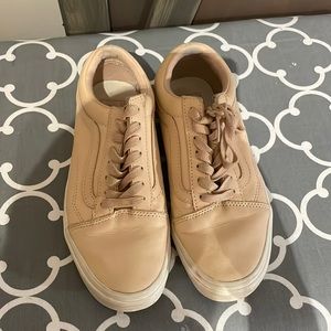 Tan leather low top vans